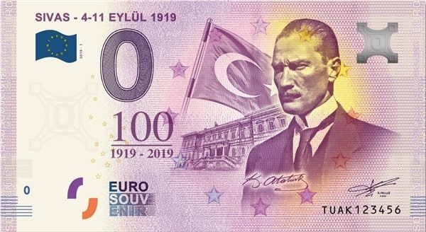 0 Euro Hatıra Parası - Sivas Kongresi 2019