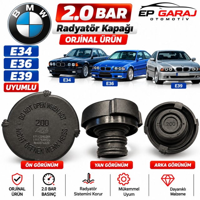Bmw E34 E36 E39 Uyumlu Radyatör Kapağı 2.0 Bar