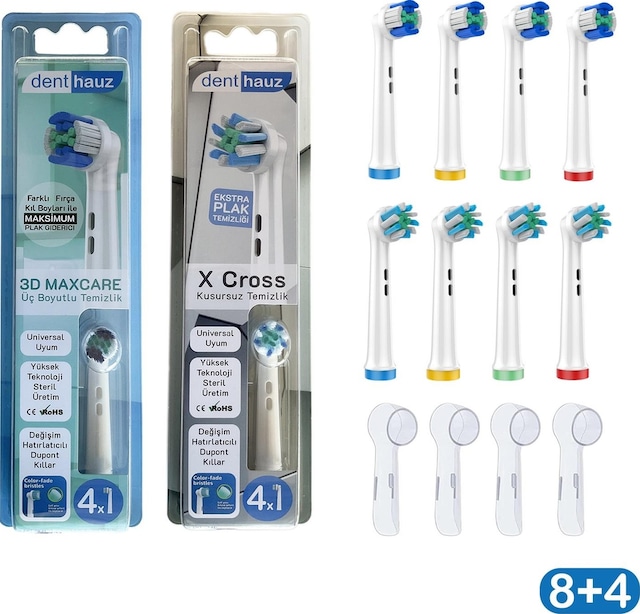 3d Maxcare + X Cross Oral-b Uyumlu Diş Fırçası Başlıkları + Fırça Koruma Kapağı