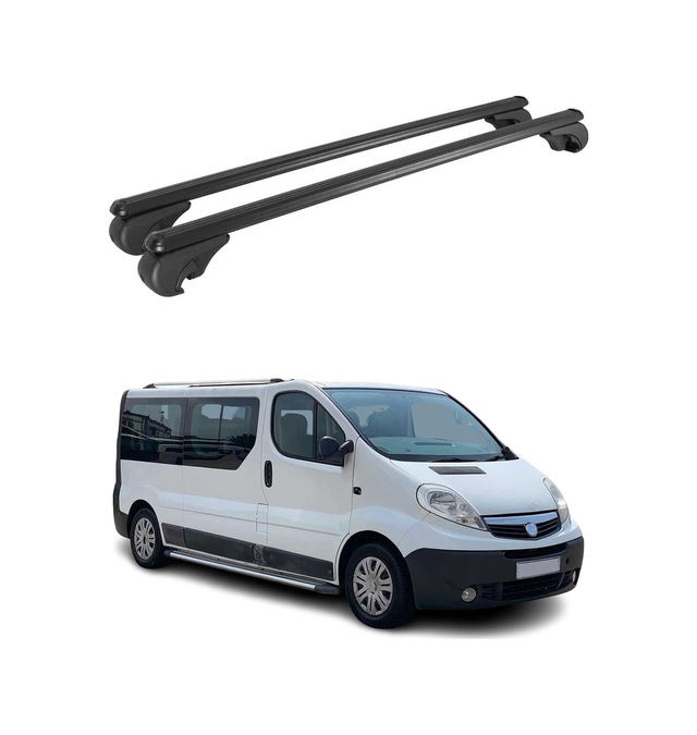 Opel Vivaro A 2001-2014 Arası Uyumlu Port Bagaj Taşıyıcı Ara Atkı Alüminyum Siyah 2 Parça