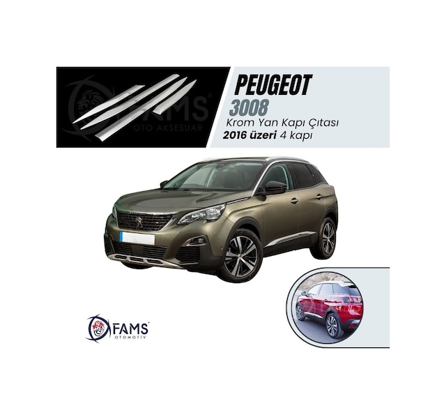 Peugeot 3008 Krom Yan Kapı Çıtası 4 Kapı 2016 ve Üzeri