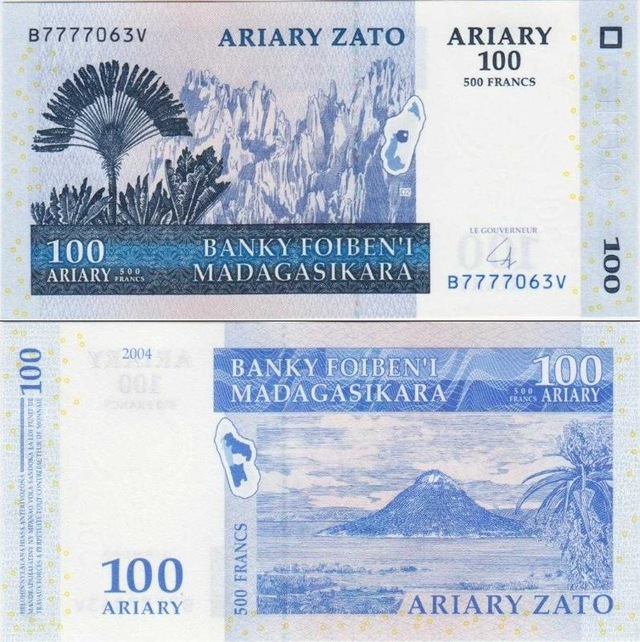 Madagaskar 100 Ariary 2004 Çil Kondisyon.
