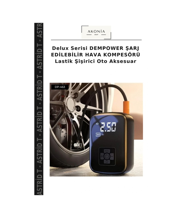 Delux Serisi Dempower Şarj Edilebilir Hava Kompesörü Lastik Şişirici Oto Aksesuar