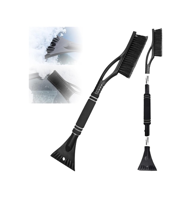 Süpürgeli Araç Buz Kazıyıcı 60 Cm, 2'si 1 Arada Araç Temizleme Fırçası, Buz Kazıyıcı, Çırpma Teli, Ot
