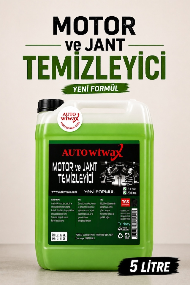 Auto Wiwax Profesyonel 5 Litre Motor Temizleyici Ve Jant Temizleyici Güçlü Yağ Sökücü