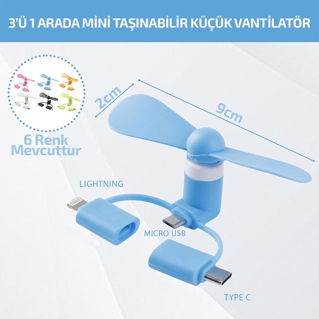 Büro Ev Ofis si İçin Mini Typec Musb Ios Sessiz Telefon Fanı