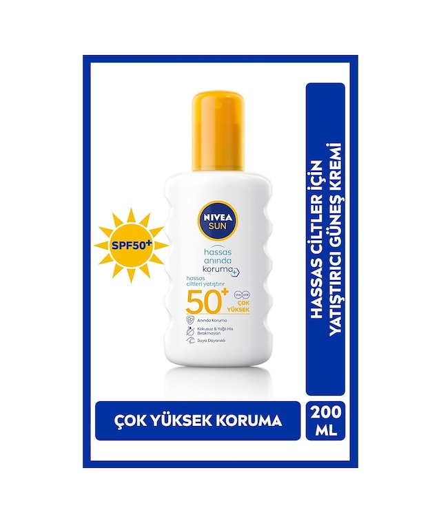 Nivea Sun Hassas Ciltlere Özel Anında Koruma Güneş Spreyi SPF50+ 200 ML