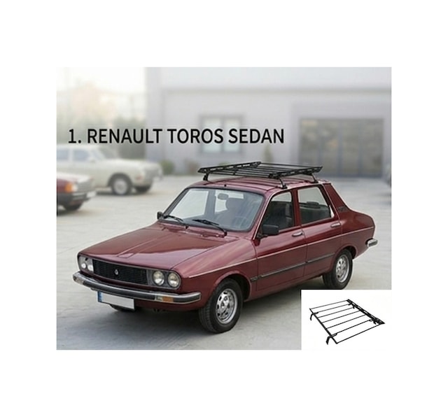 Oluklu Tavan Sepeti Renault R12 Toros Sedan Uyumlu 4 Ayaklı Bagaj Sepeti 1988-2000