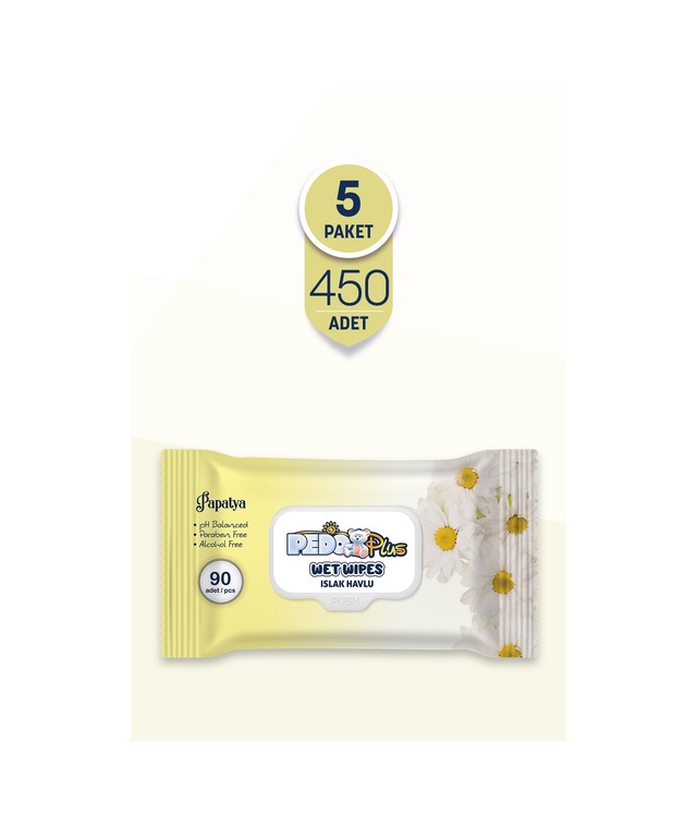Pedo Papatya Kokulu Islak Mendil 90'lı 5 Paket