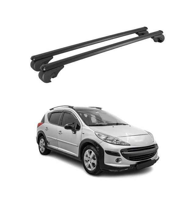 Peugeot 207 Station Wagon 2006-2012 Arası Uyumlu Port Bagaj Taşıyıcı Ara Atkı Alüminyum Siyah 2 Parça