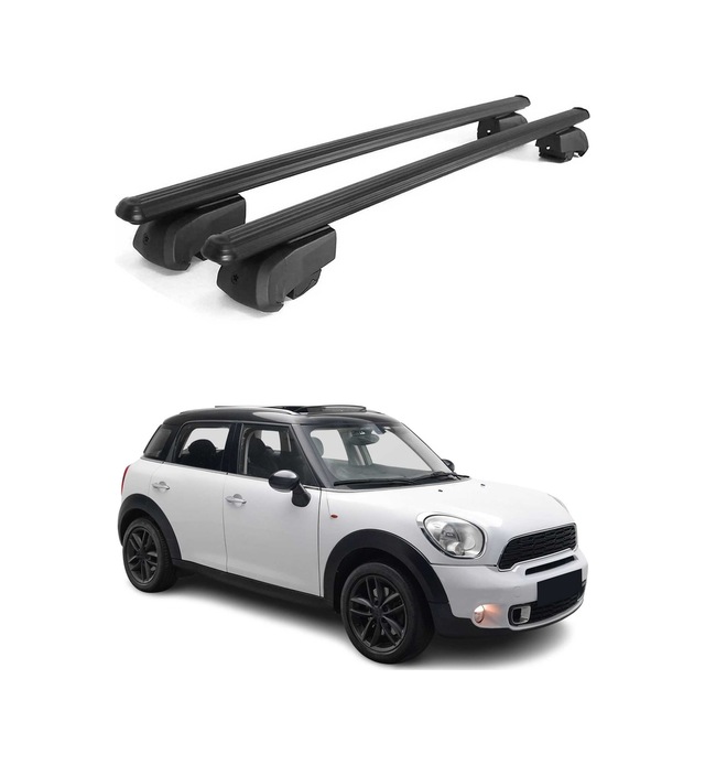Mini Countryman R60 2010-2016 Arası Uyumlu Port Bagaj Taşıyıcı Ara Atkı Alüminyum Siyah 2 Parça
