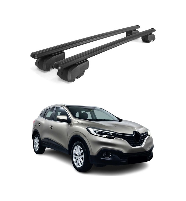 Renault Kadjar 2015-2022 Arası Uyumlu Port Bagaj Taşıyıcı Ara Atkı Alüminyum Siyah 2 Parça