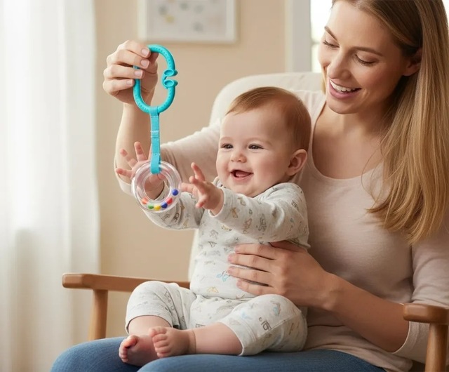 Babyjem Pusete Asılabilir Oval Sesli Çıngırak Yeşil