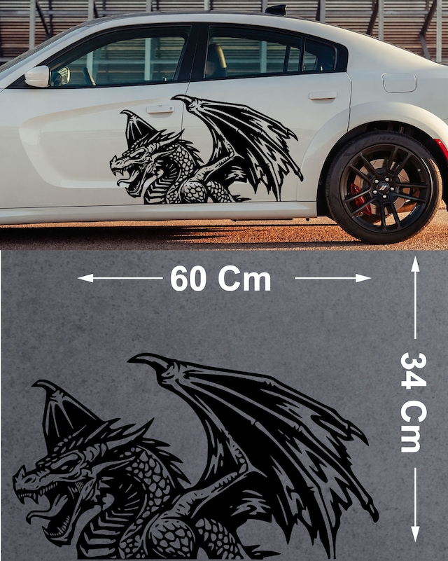 Ejderha Sticker - Araba Oto Motosiklet Karavan Cam Araç Sticker - 00232 60X34 Cm