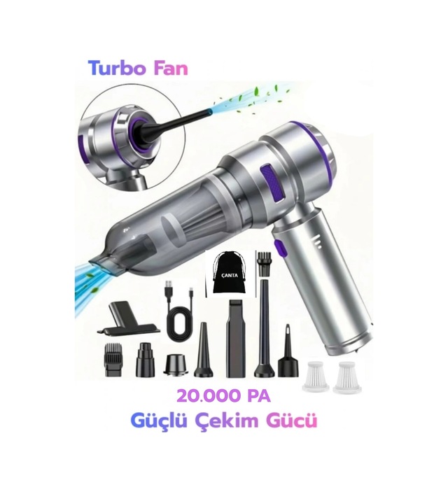 Leerfei Hl-121 Araç Süpürgesi 20000pa Yüksek Emiş Gücü, 6000mah Batarya,
