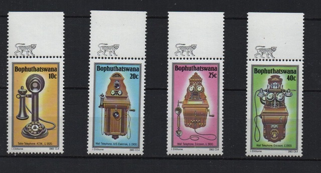 Güney Afrika Bophuthatswana 1983 Telefonun Tarihi 10-20-25-40 Cent Tam Seri Lt0027b Teşhir Ürün