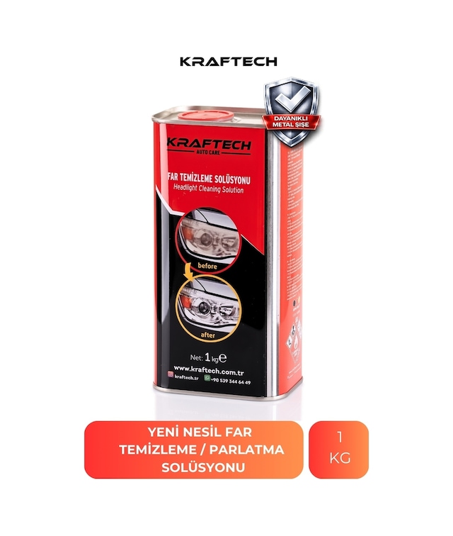 Kraftech Yeni Nesil Premium I Buharlı Araba Far Temizleme Ve Parlatma Solüsyonu I Kloroform Uyumlu 1 Kg