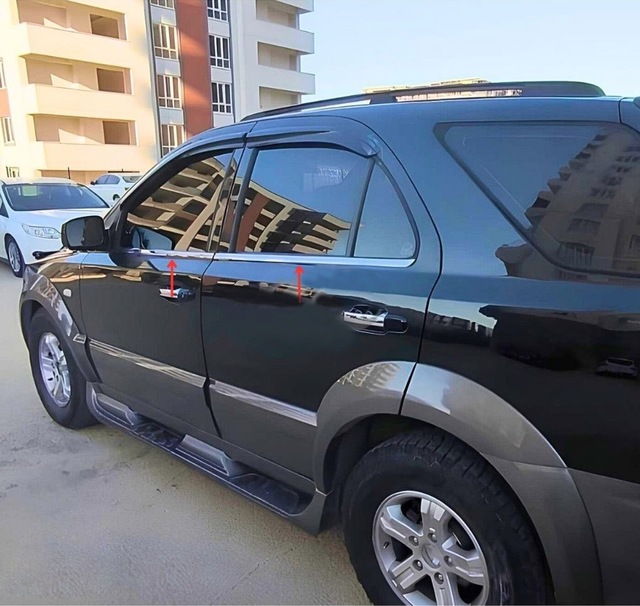 Kia Sorento Uyumlu 2002-2009 Krom Cam Çıtası 4 Parça Paslanmaz Çelik