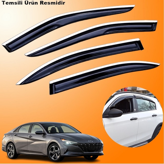 Hyundai Elantra Mügen Cam Rüzgarlığı Abs Krom Nikelajlı Cam Rüzgarlığı 2021 Sonrası 4 Lü Set
