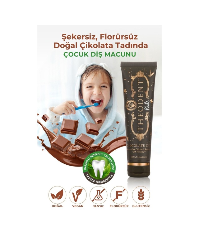 Theodent Chocolate Çocuk Vegan Florürsüz Diş Macunu 96 G