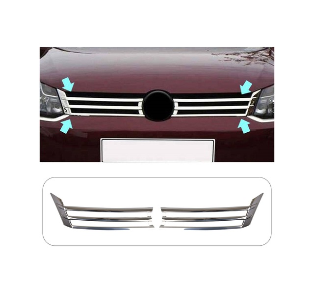 Volkswagen Caddy Uyumlu 2010-2014 Krom Ön Panjur 2 Parça Paslanmaz Çelik