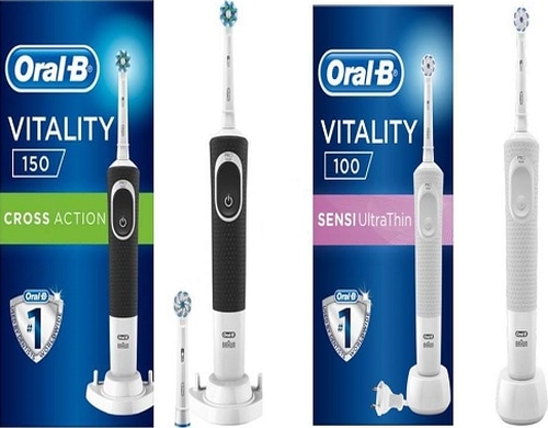 Oral-B D150 Cross Action Şarj Edilebilir Diş Fırçası + Sensi Ultra Thin Beyaz Şarj Edilebilir Diş Fırçası + Yedek Başlık