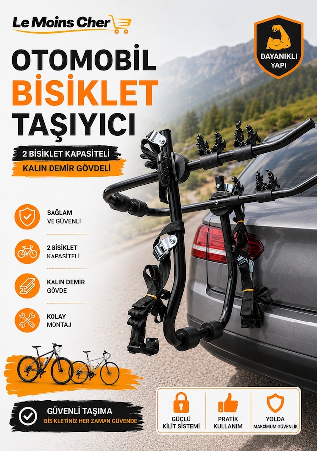 Volkswagen Amarok Highline Bisiklet Taşıyıcı 2 Bisiklet Kapasiteli Kalın Demir Gövdeli