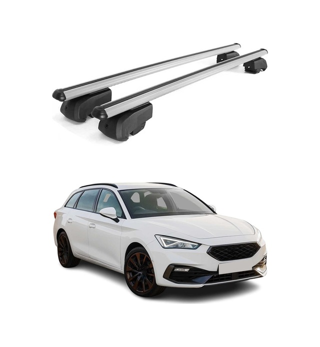 Cupra Leon Station Wagon 2020-2027 Arası Uyumlu Port Bagaj Taşıyıcı Ara Atkı Alüminyum Gümüş 2 Parça