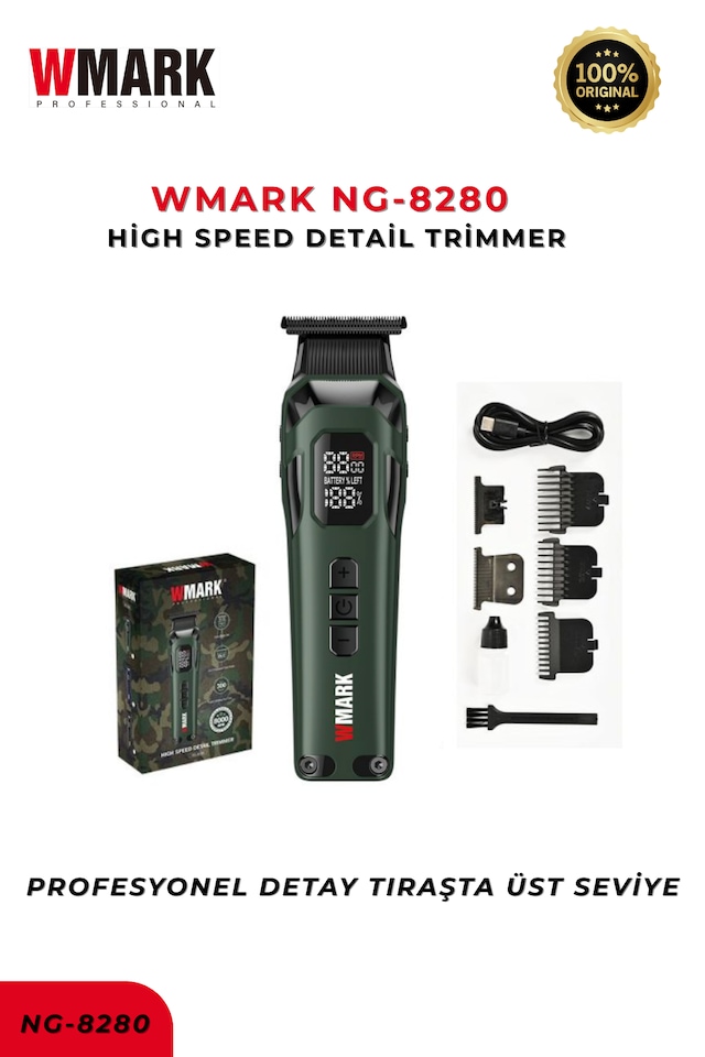 Wmark Ng-8280 Yeşil Tıraş Makinesi - Yüksek Performanslı Profesyonel Detay Tıraş Makinesi 3 saat