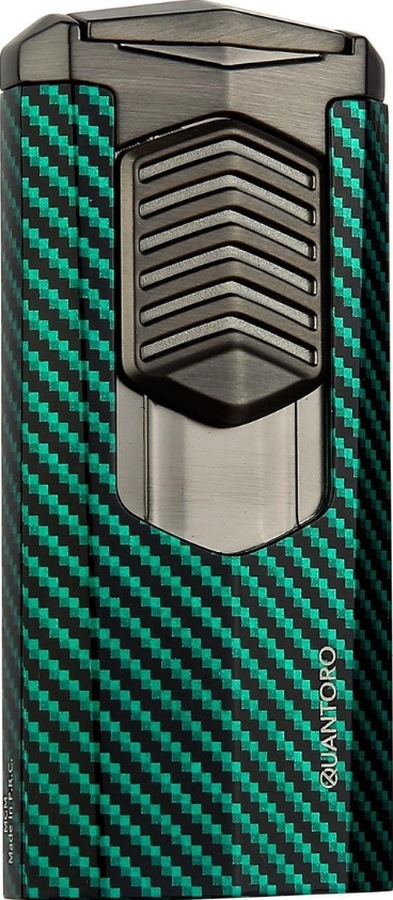Quantoro 3 Torch Pürmüz Yeşil-karbon Metal Puro Çakmağı - Trz1009
