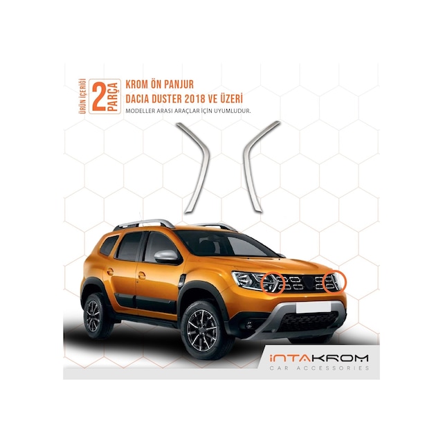 Dacia Duster Krom Ön Panjur Çıtası 2018 ve Üzeri 2 Parça
