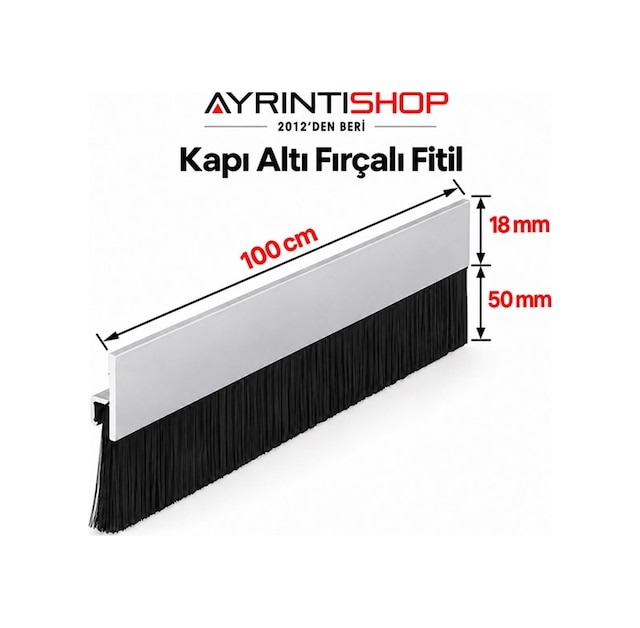 Ayrıntıshop Alüminyum Kapı Altı Fırça Fitil Boy Uzunluk 100 CM Kapı Altı Kıl Fırça Süpürgesi 5 CM