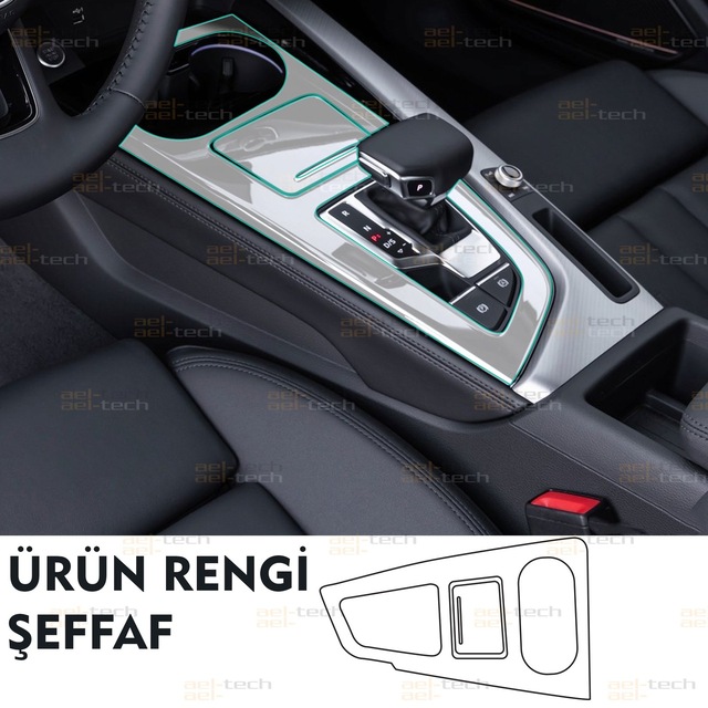 Audi A4 Vites Etrafı Piano Black Konsol Esnek Nano Ekran Koruyucu 2020-2024