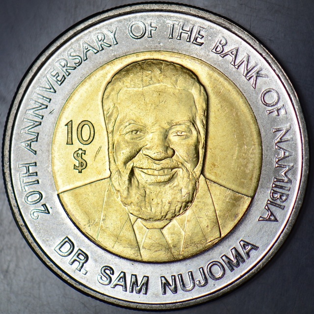Namibya 10 Dolar 2010 Hatıra-bank Of Namıbıa 20. Yılı. Bimetal Çil.