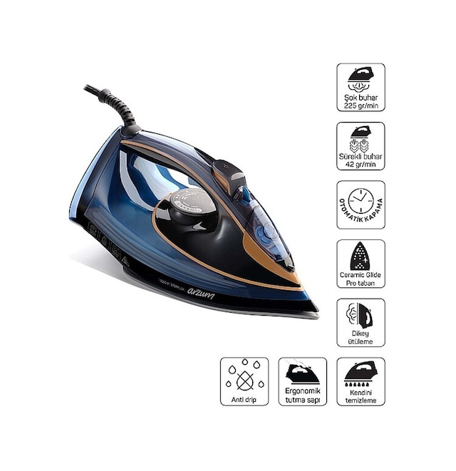 Arzum AR6052 Steamlux 3000 W  Seramik Taban Buharlı Ütü