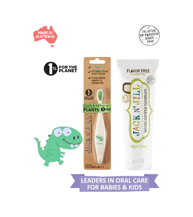 Jack N Jill Bebek/çocuk Diş Fırçalama Seti Dino Diş Fırçası + Aromasız Diş Macunu 50g