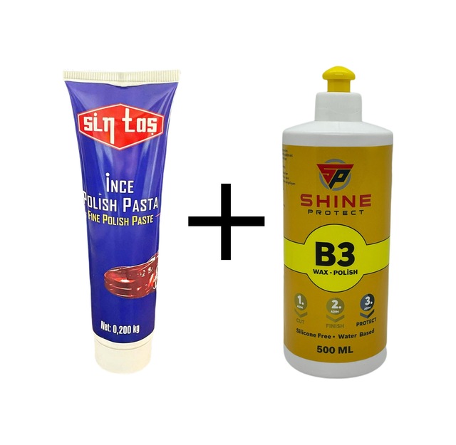 Sintaş 200gr İnce Pasta Shine Protect 500gr B3 Cila Set