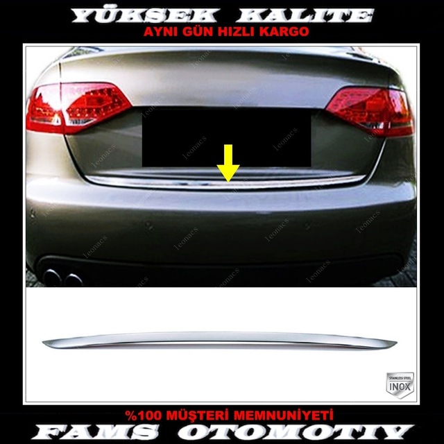 Audi A4 Krom Bagaj Alt Çıtası 2007-2015 Arası P. Çelik