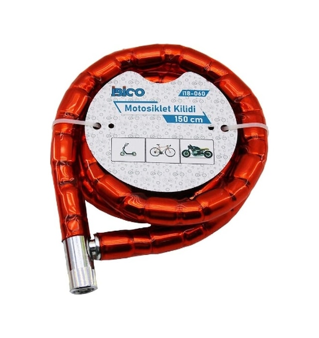 Kırmızı Motor Bisiklet Kilidi 22 Mm X 150 Cm Diğer