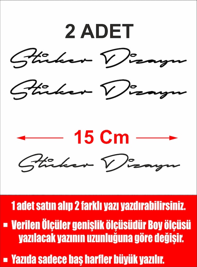 Kişiye Özel 2 Adet Isim Soyisim Yazılacak Yazı Sticker El Yazısı Isim Oto Araba Motosiklet Karavan Sticker 00028 15 Cm