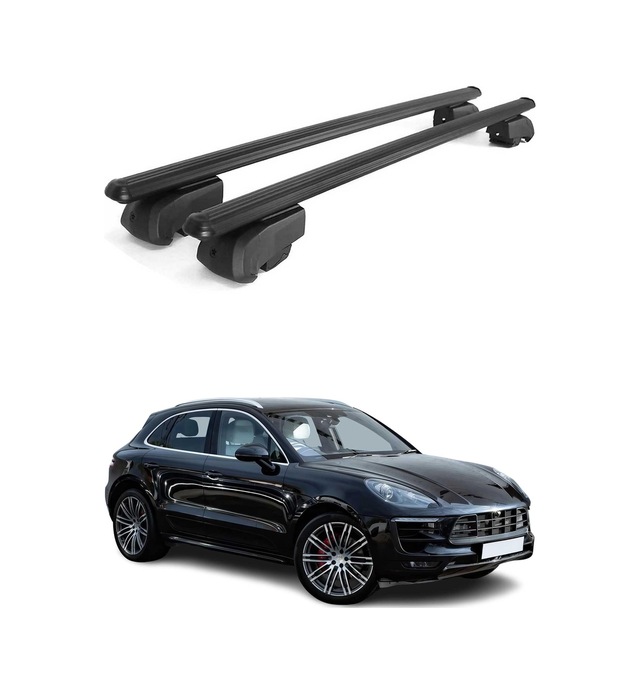 Porsche Macan I 2014-2026 Arası Uyumlu Port Bagaj Taşıyıcı Ara Atkı Alüminyum Siyah 2 Parça