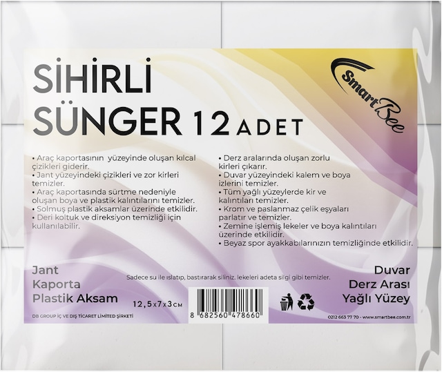Melamin Sihirli Sünger Büyük Boy (12 Adet)