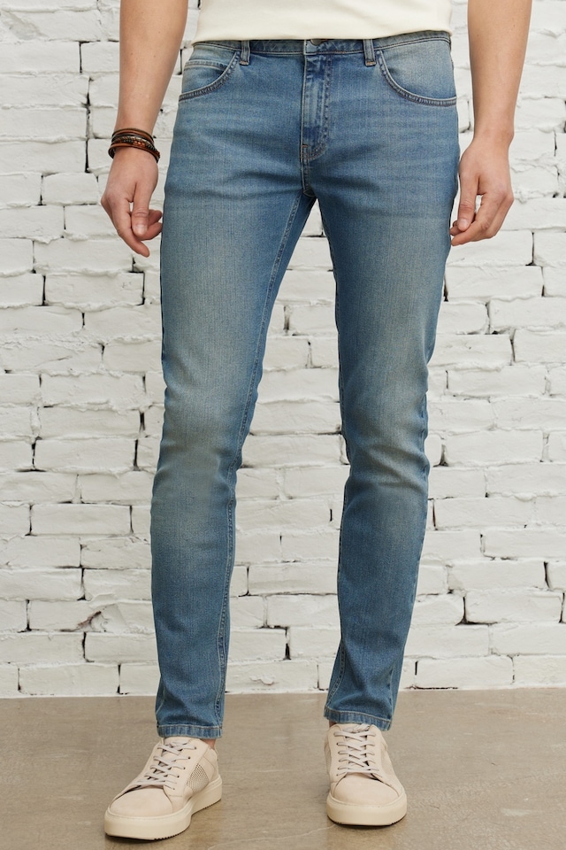 AC&Co Altınyıldız Classics Ekstra Slim Fit Pamuklu Riss Erkek Jean Pantolon Petrol Mavisi