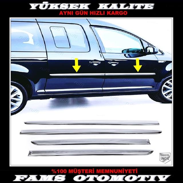Vw Caddy Krom Yan Kapı Çıtası 4 Kapı P.çelik 2015 Üzeri