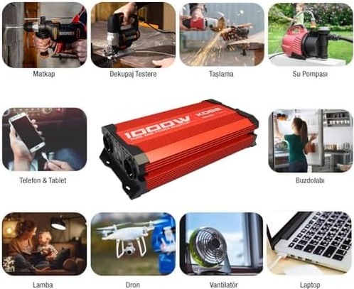 Kbn1000 12v/220v 1000watt Tam Sinüs Dönüştürücü İnvertör
