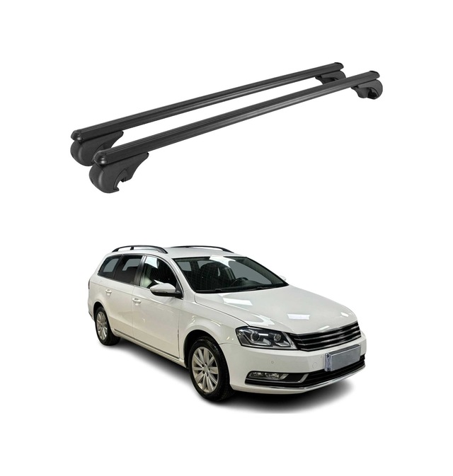 Vw Passat B7 Alltrack 2012-2015 Arası Uyumlu Port Bagaj Taşıyıcı Ara Atkı Alüminyum Siyah 2 Parça