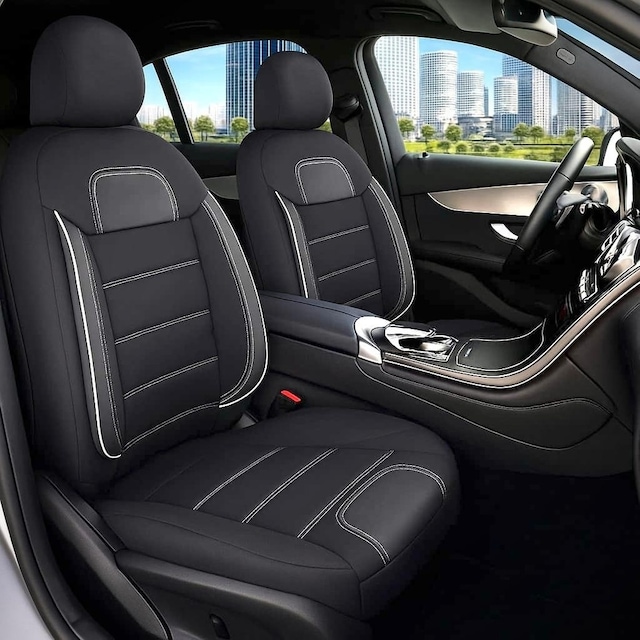 Seat Leon Araçlara Uyumlu Tam Takım Basic B Model Oto Koltuk Kılıfı Siyah-beyaz