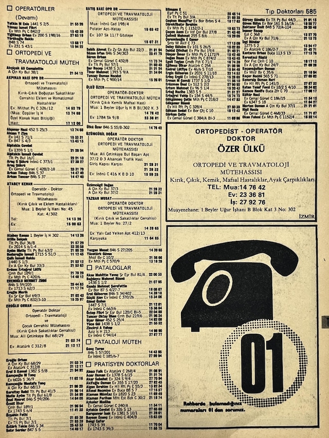 İzmir 1982-1983 Meslek Reklam İlanı Efemera S585 Teşhir Ürün