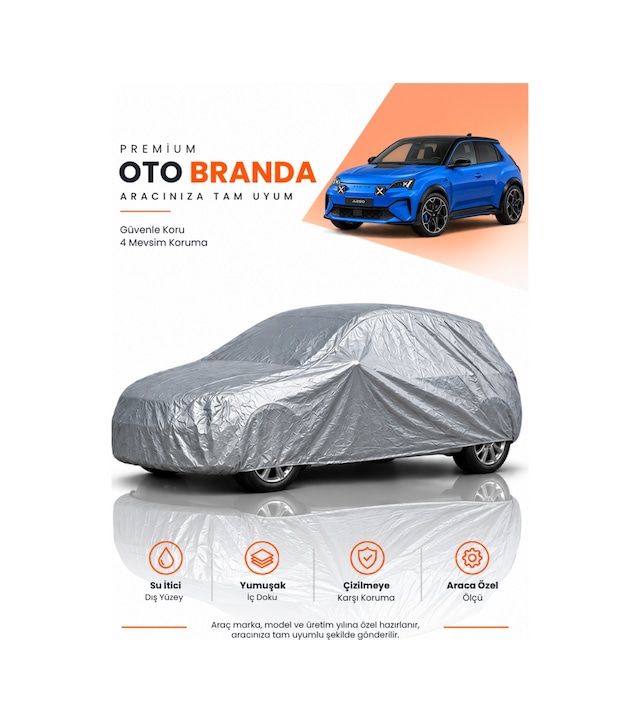 Alpine A290 2025-2026 Hatchback Uyumlu Araba Brandası Oto Branda Araba Örtüsü Araç Çadırı