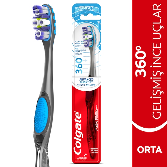 Colgate 360° Advanced Gelişmiş 4 Bölgede Etkili Temizlik Diş Fırçası Medium